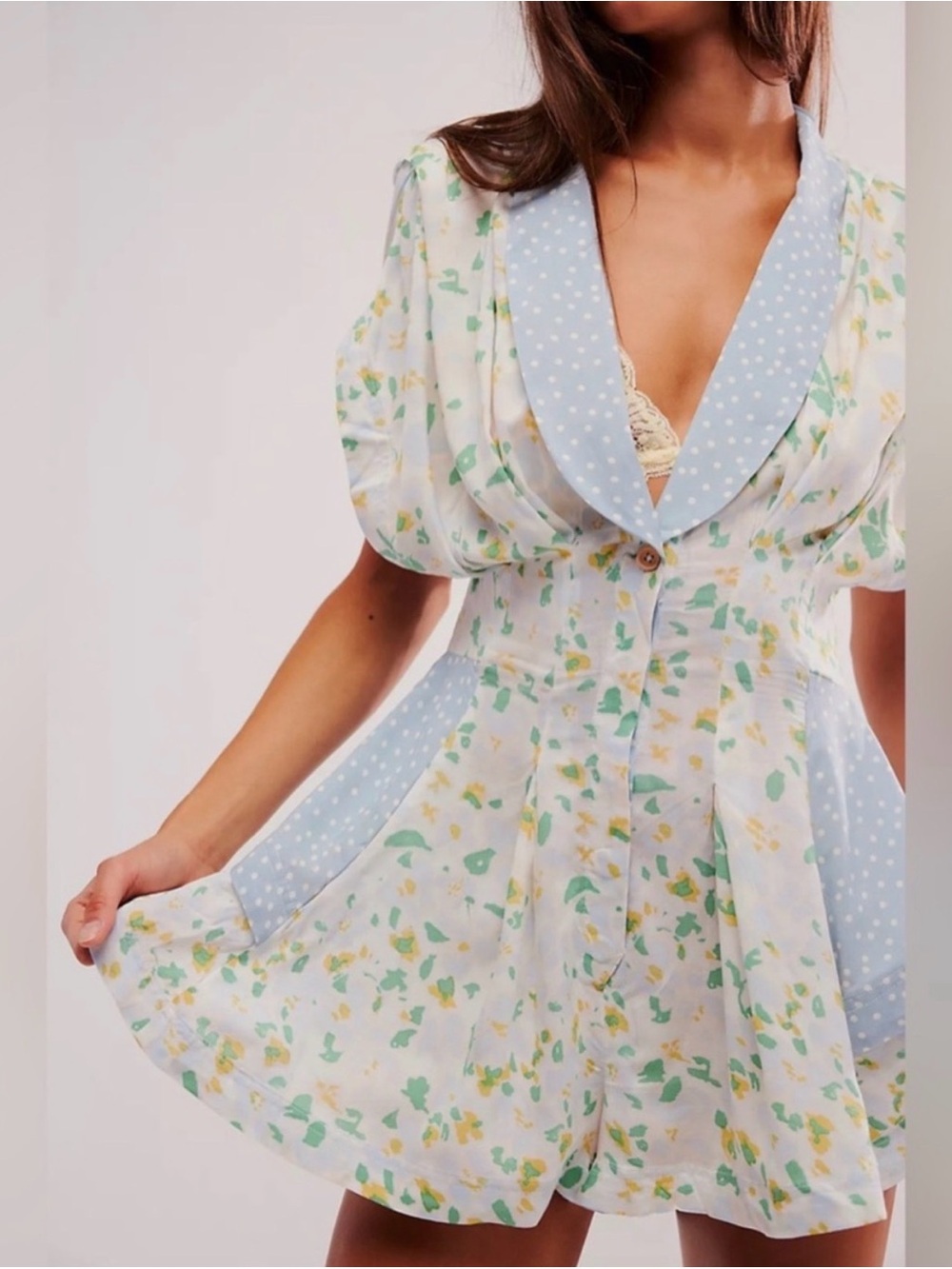 Free People Fiorella Romper XS | Floral Boho Cottagecore
